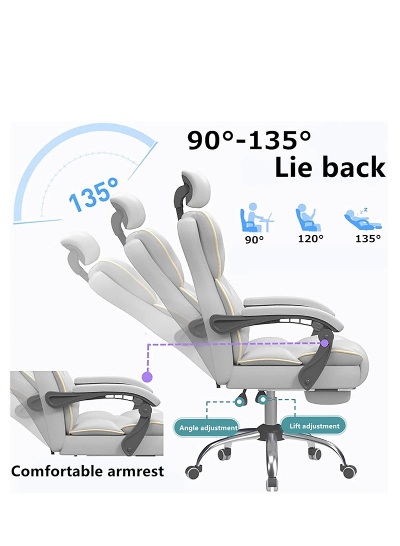 Arabest Gaming Chair 130° Recliner System,PU Leather 100Kg Weight Capacity,Retractable Footrest Adjustable Arm-Rest Office Chair Computer Chair PC Office  - Image 3