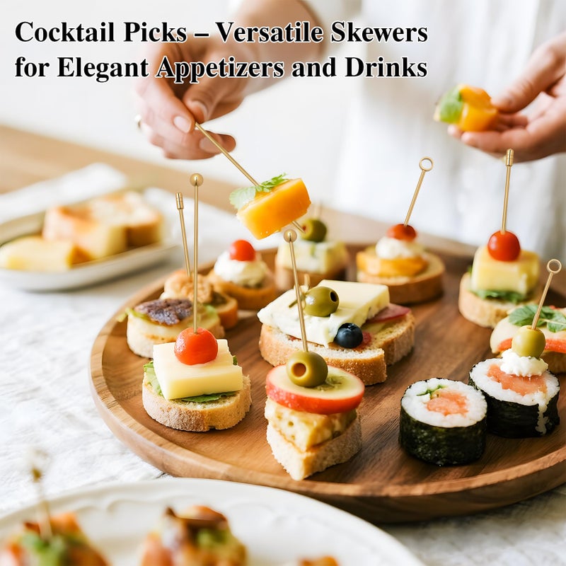 I-MART 15 Pack Stainless Steel Cocktail Picks Martini Olive Skewers, Reusable Metal Garnish Sticks for Drinks, Appetizers, Bloody Mary, Olives, Citrus, Fruit Decor (Gold, 4.25 Inch) - Image 4