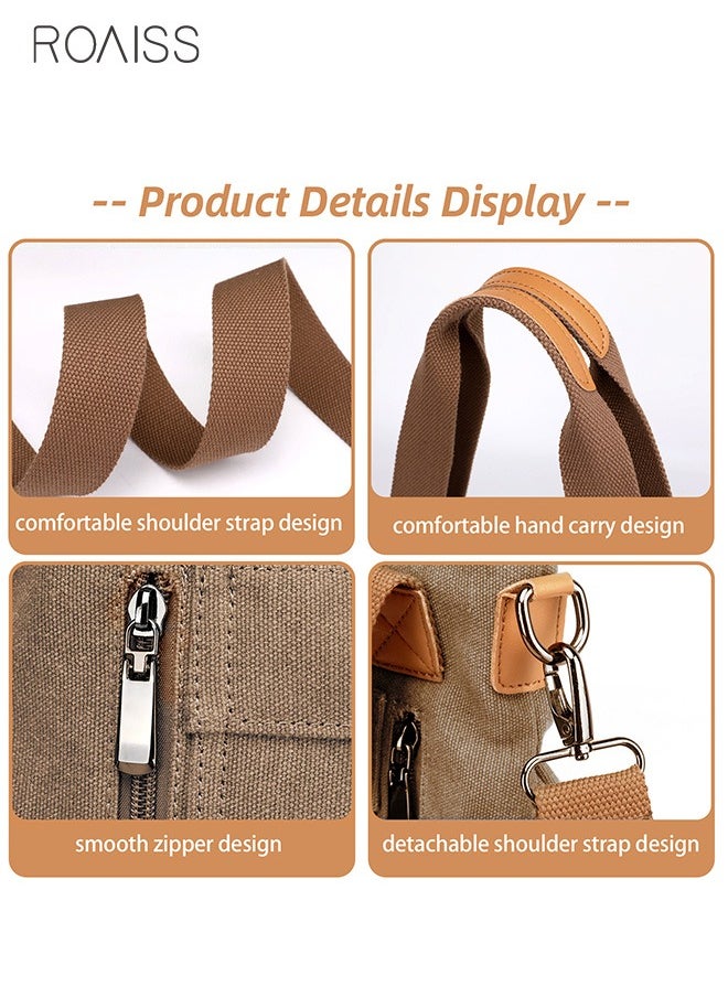 roaiss - Women's Fashion Canvas Tote Bag Large Capacity Multi Pocket Handbag Hardware Practical Fabric - Image 1