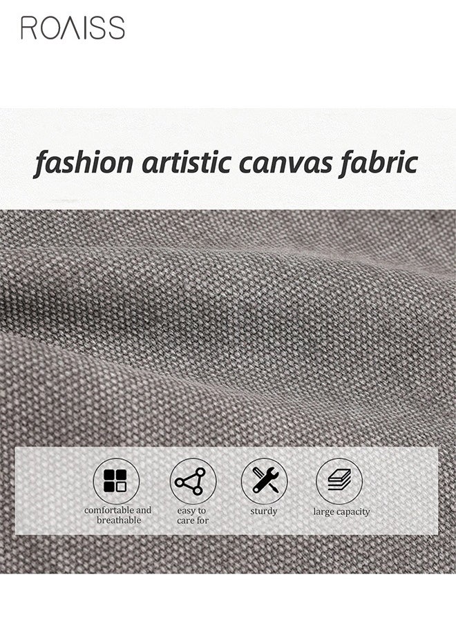 roaiss - Women's Fashion Canvas Tote Bag Large Capacity Multi Pocket Handbag Hardware Practical Fabric - Image 1