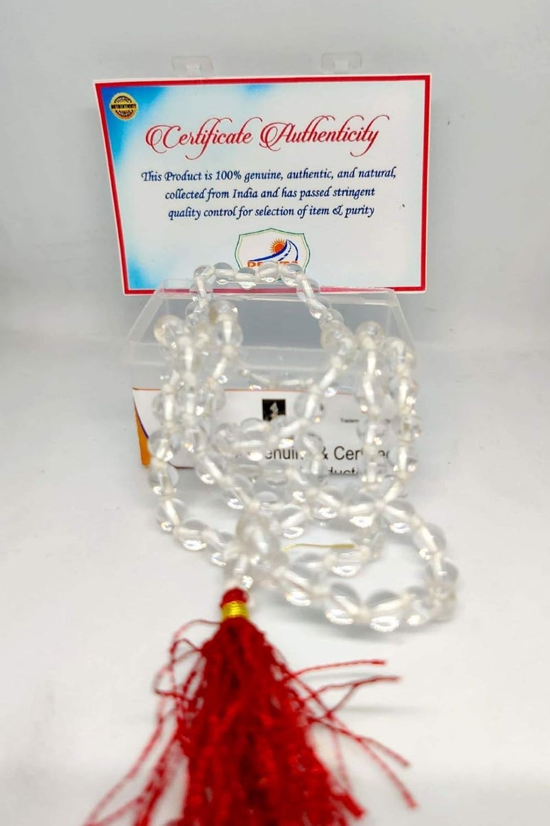 DEVAMA THE DIVINE DEVAMA THE DIVINE Certified Transparent SPHATIK Crystal MALA 1081 All Round Beads with Brand Certification  - Image 2