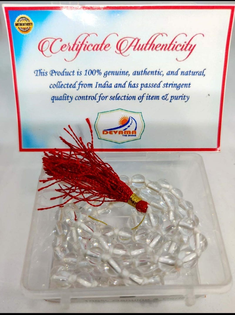 DEVAMA THE DIVINE DEVAMA THE DIVINE Certified Transparent SPHATIK Crystal MALA 1081 All Round Beads with Brand Certification  - Image 4