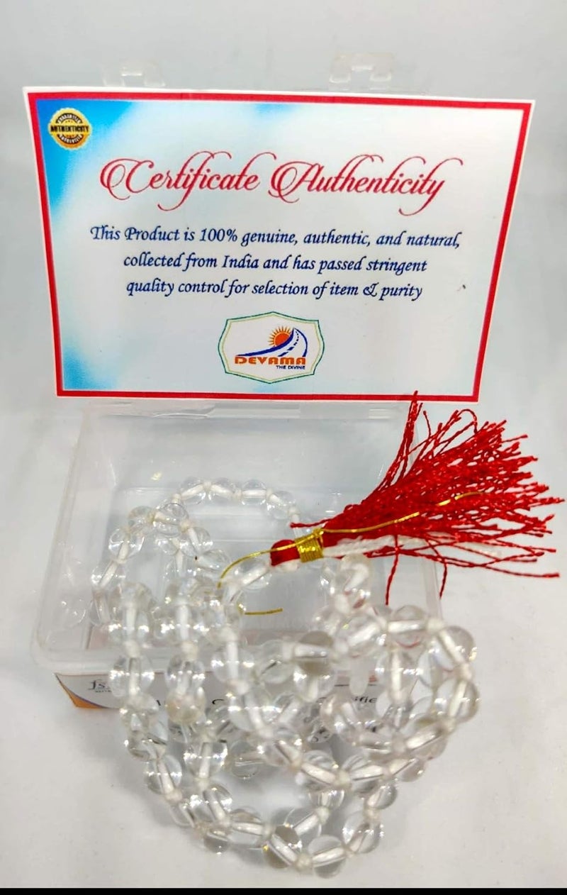 DEVAMA THE DIVINE DEVAMA THE DIVINE Certified Transparent SPHATIK Crystal MALA 1081 All Round Beads with Brand Certification  - Image 3