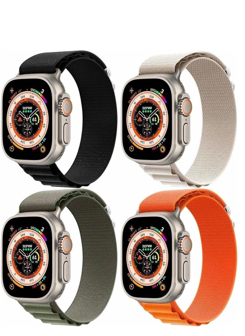 Denx BM 4pack for Apple Watch  Alpine Loop Band 49mm/45mm/44mm Nylon Woven Sport Strap Compatible with iWatch Series 8/Ultra/7/SE/6/5/4/3/2/8 White/Green/Orange/Black  - Image 2