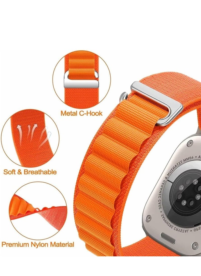 Denx BM 4pack for Apple Watch  Alpine Loop Band 49mm/45mm/44mm Nylon Woven Sport Strap Compatible with iWatch Series 8/Ultra/7/SE/6/5/4/3/2/8 White/Green/Orange/Black  - Image 4