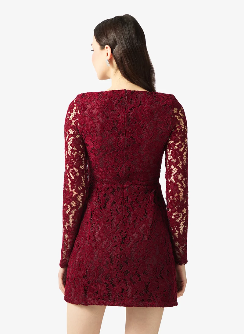 Style Cheat Lace Detail Square Neck Mini Dress
