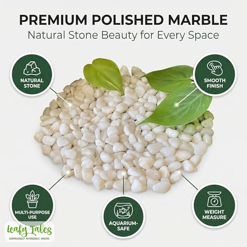 Leafy Tales White Polished Marble Stone Pebbles for Home & Garden Decoration|Plants & Pots|Art & Craft|Aquarium Vase Filler | White Polish 500 GMS - Image 4