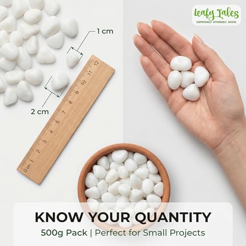 Leafy Tales White Polished Marble Stone Pebbles for Home & Garden Decoration|Plants & Pots|Art & Craft|Aquarium Vase Filler | White Polish 500 GMS - Image 5