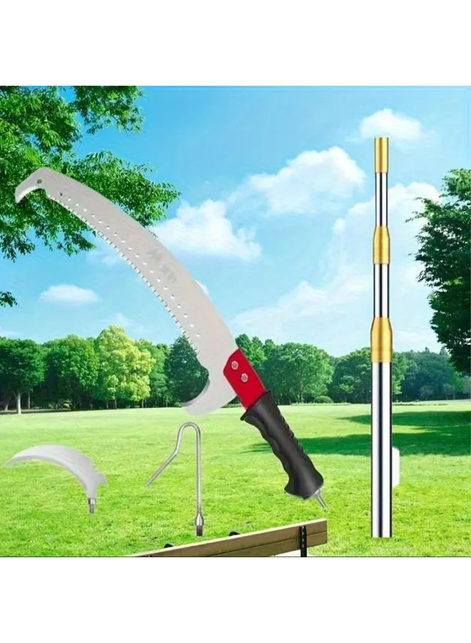 Telescopic Pruning Pole 16.4ft With Totem Hook Hand Saw Adjustable Stainless Steel Gardening Tool For Tree Trimming And Branch Cutting Outdoor Wood Work - Image 3