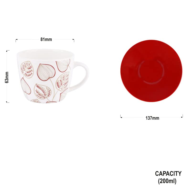 Dandy lines England by DATA Dandy Lines Royal Red Spades 50037 Cups and Saucers Tea Cup and Saucer Set Mugs and Saucer Set for Tea CoffeePack of 12 - Image 5