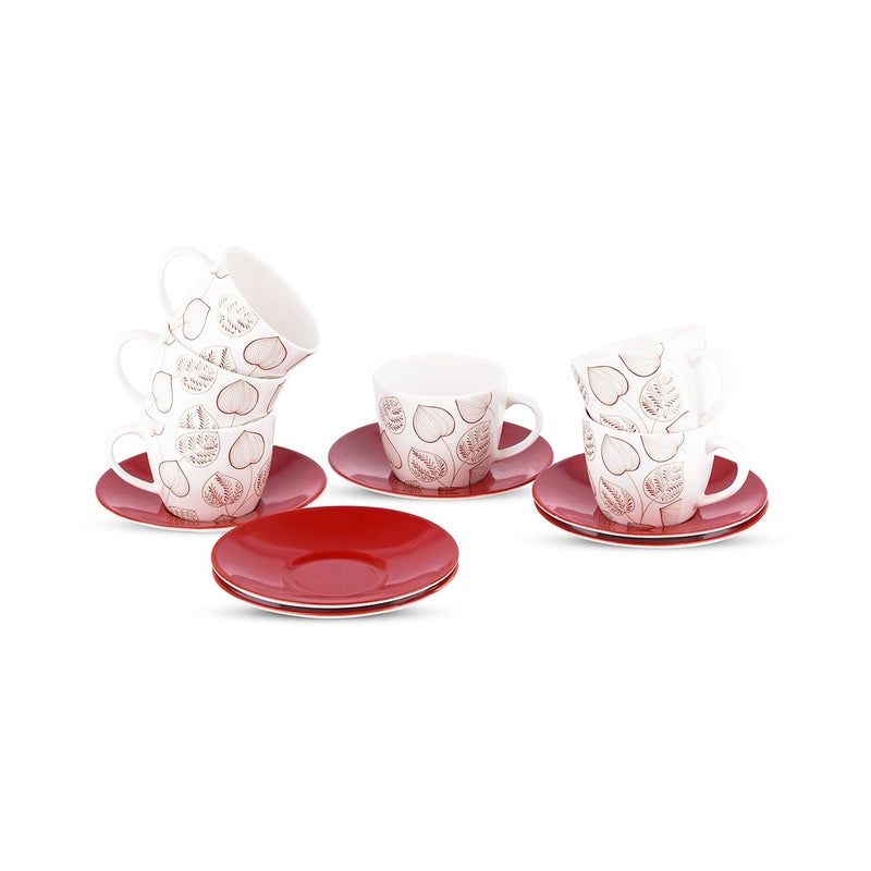 Dandy lines England by DATA Dandy Lines Royal Red Spades 50037 Cups and Saucers Tea Cup and Saucer Set Mugs and Saucer Set for Tea CoffeePack of 12 - Image 2