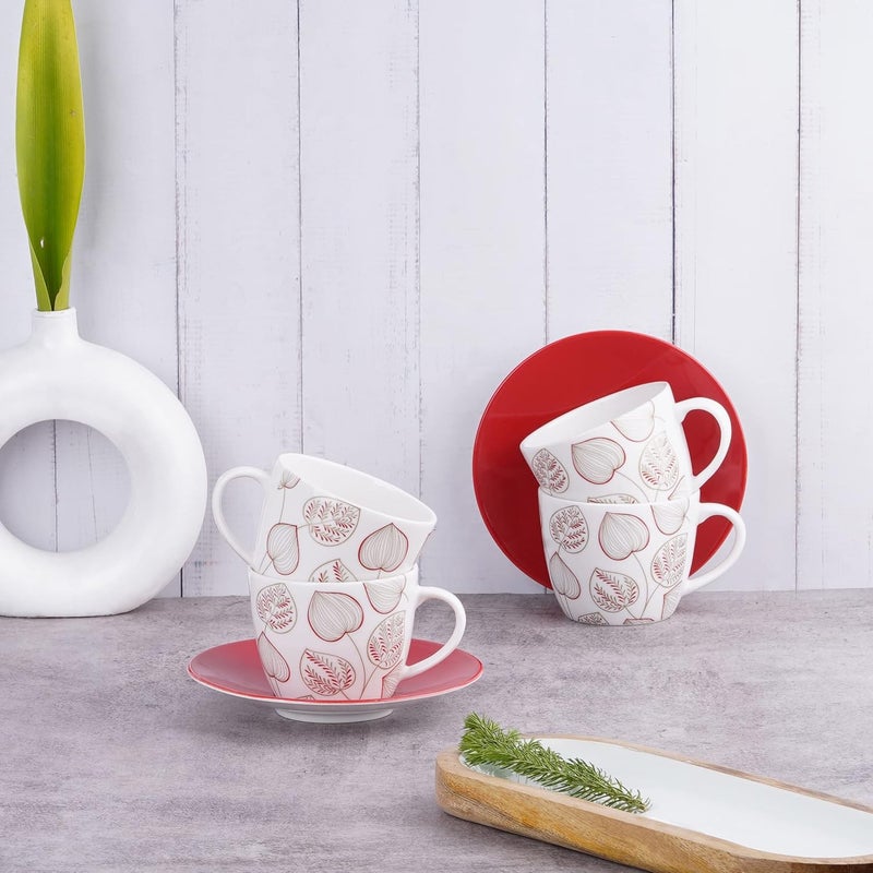 Dandy lines England by DATA Dandy Lines Royal Red Spades 50037 Cups and Saucers Tea Cup and Saucer Set Mugs and Saucer Set for Tea CoffeePack of 12 - Image 1