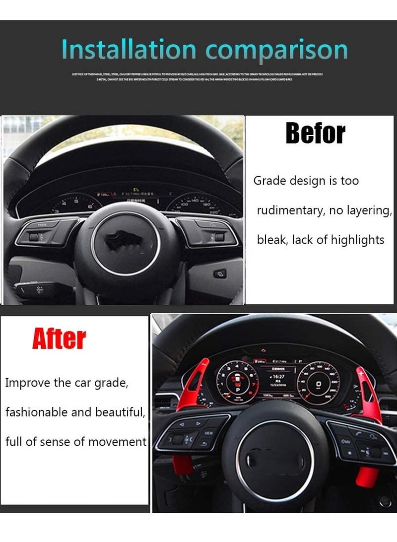 Generic Aluminum Steering Wheel Paddle Shifter Extensions Covers 2PCS for Audi A3、A4、A5、A7、A8、S3、S5(2017-2018) Q5、A8(2018-2019) Q7、TTS(2016-2019) TT(2015-2018) Interior Extensions Accessories DSG Red  - Image 4