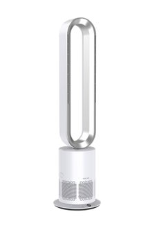 GREEN LION Air Cooler with Air Purification / UK Plug / 1-10 Level Speed / Digital Display / Touch Keys / Smart Timing / Leafless Safe / 6800 RPM / Low Noise / Bladeless Safety / Modern Design - Silver & White  - Image 1