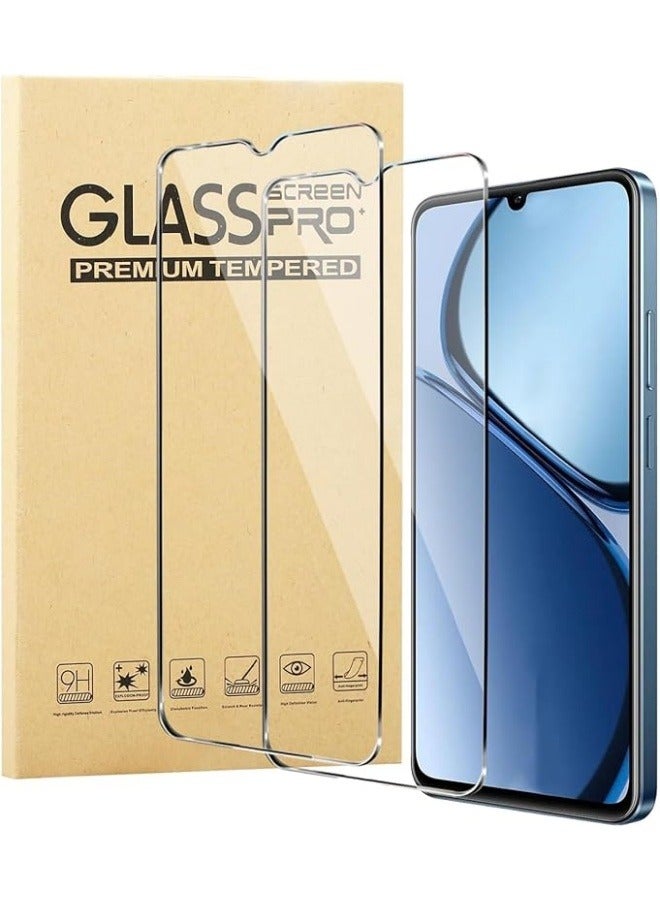 حامي الشاشة متوافق مع Realme C63، [2 حزمة] زجاج مقوى مضاد للخدوش بصلابة 9H، خالٍ من الفقاعات، فيلم حماية شفاف عالي الوضوح لـ Realme C63. - Image 1