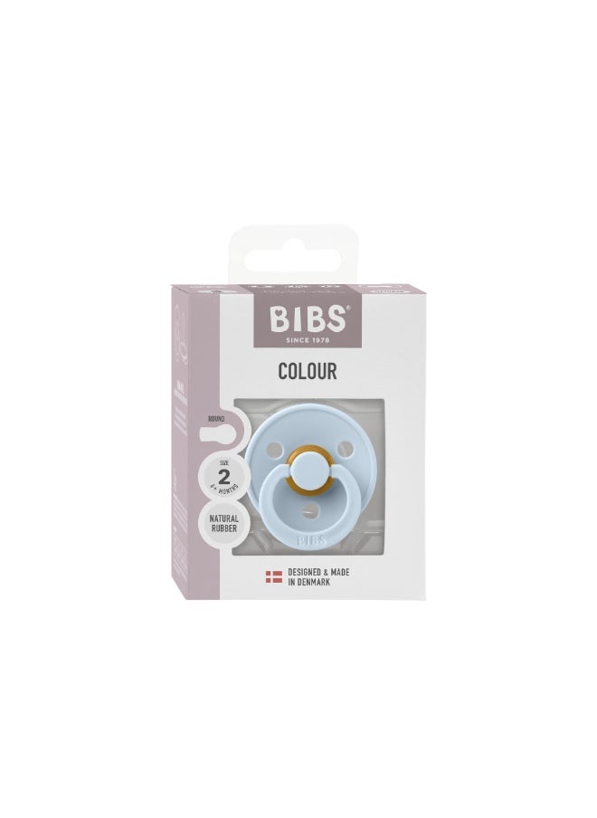 BIBS BIBS Pacifier Colour 1 PACK | Round Nipple Baby Pacifier | BPA Free Natural Rubber Latex Soother | Made in Denmark | Size 2 (+6 months) Baby Blue  - Image 1