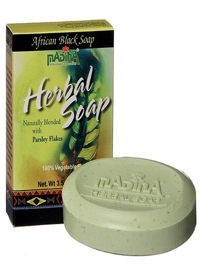 Madina Herbal African Black Soap with Parsley Flakes 3.5 Ozx6