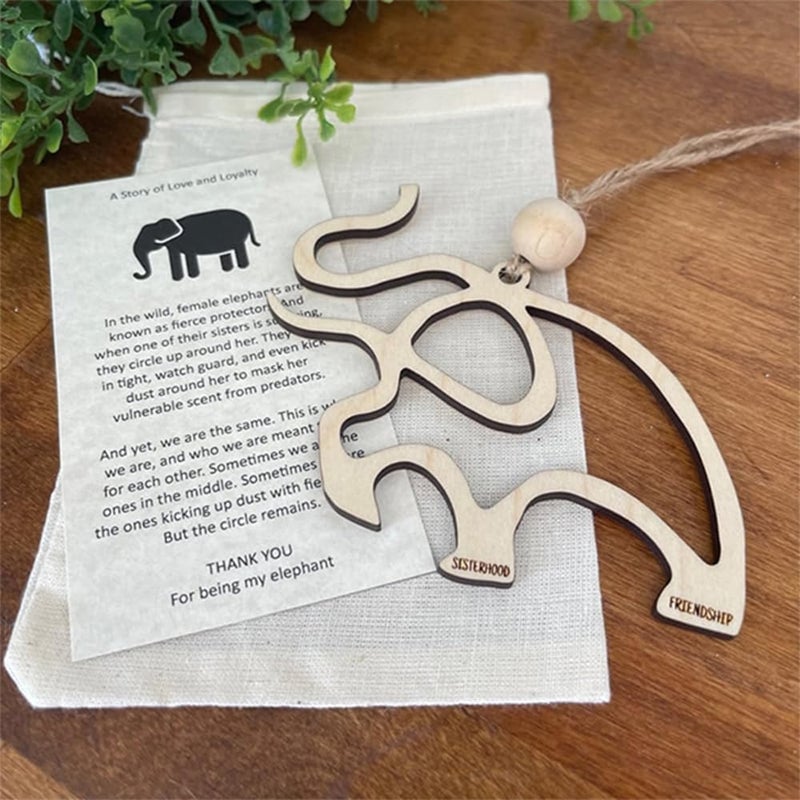 كلاراكو زينة على شكل فيل لرابطة الأخوة والصداقة، زينة خشبية على شكل فيل لرابطة الأخوة والصداقة، هدية تذكارية مع قصة وحقيبة، زينة عيد الميلاد لقبيلة الفيل، هدايا صداقة للأخوات (20 قطعة) - Image 2