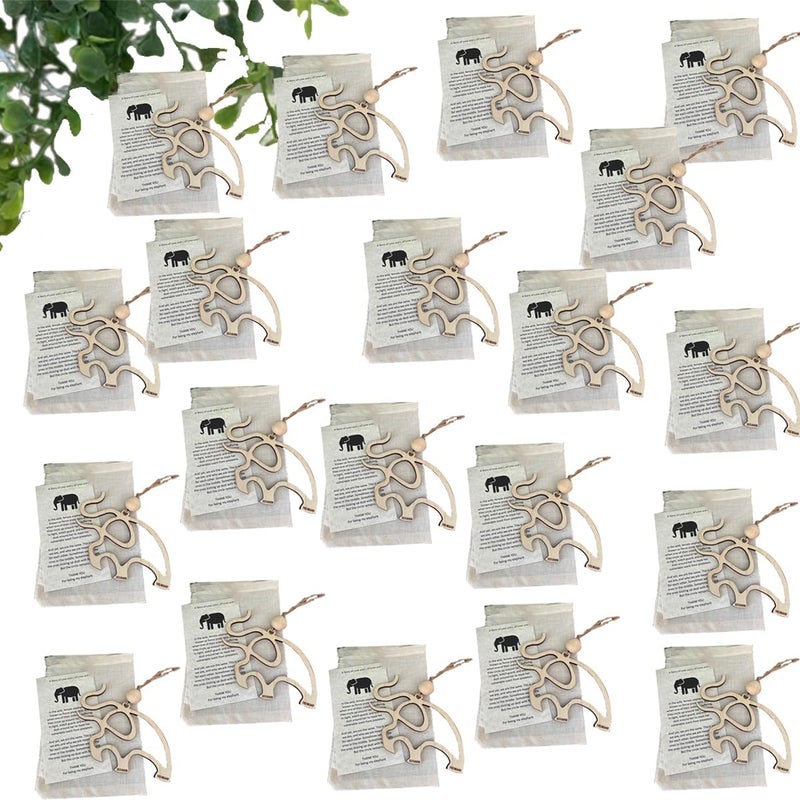 كلاراكو زينة على شكل فيل لرابطة الأخوة والصداقة، زينة خشبية على شكل فيل لرابطة الأخوة والصداقة، هدية تذكارية مع قصة وحقيبة، زينة عيد الميلاد لقبيلة الفيل، هدايا صداقة للأخوات (20 قطعة) - Image 1
