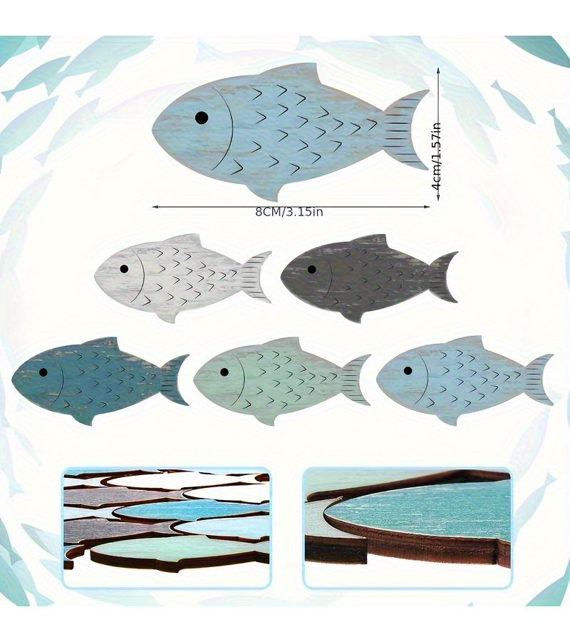 20pcs Wooden Fish Wall Art Hanging Beach Home Decor For Christmas Halloween Thanksgiving - Image 5