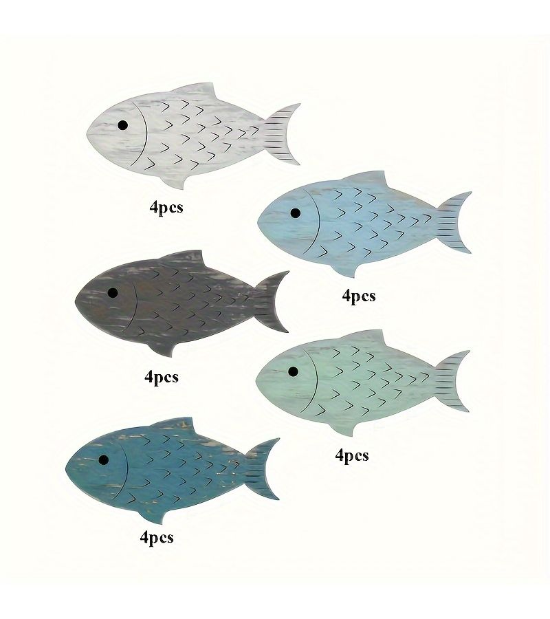20pcs Wooden Fish Wall Art Hanging Beach Home Decor For Christmas Halloween Thanksgiving - Image 3