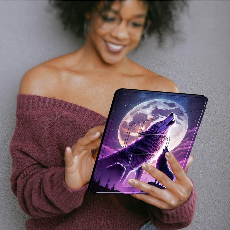Mxfdegf Amazon Kindle Scribe 10.2" Case - 360 Rotating Stand, Smart Protective Cover, Cool Wolf Moon - Image 3