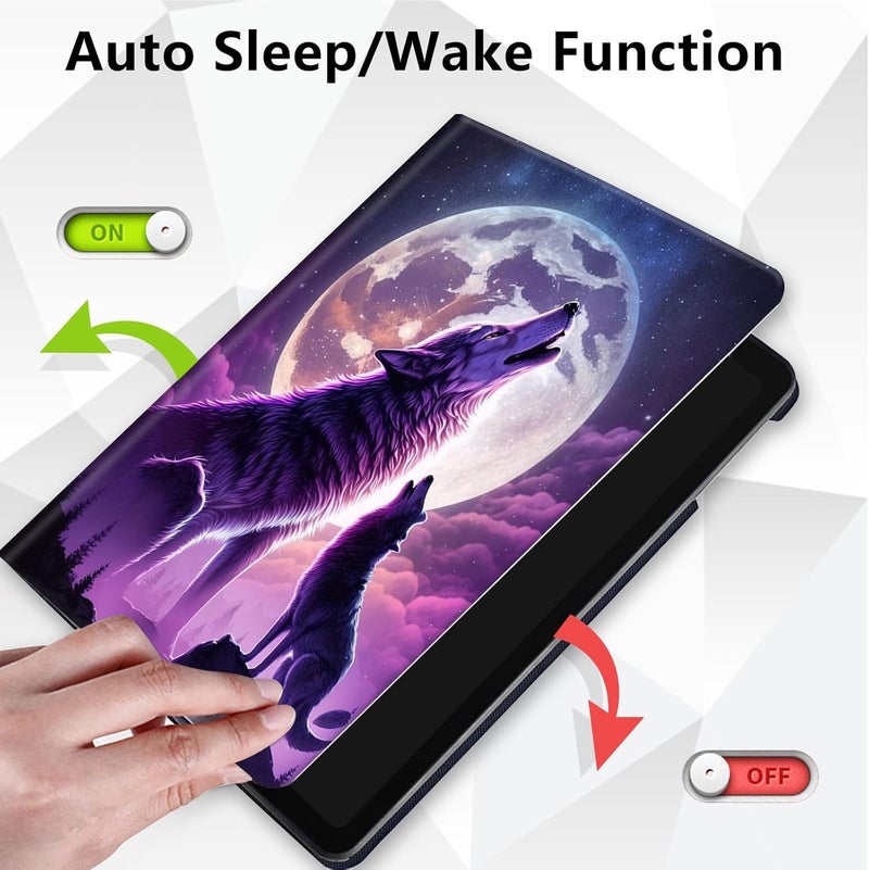 Mxfdegf Amazon Kindle Scribe 10.2" Case - 360 Rotating Stand, Smart Protective Cover, Cool Wolf Moon - Image 2