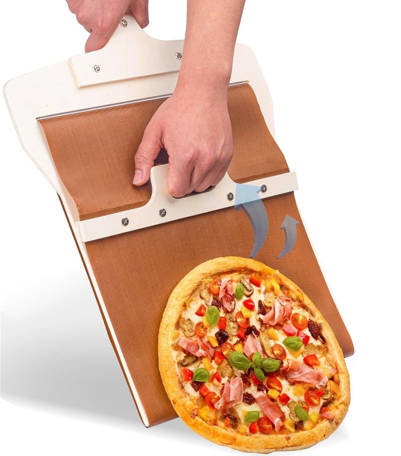 HEVIR Sliding Pizza Peel with Handle Pizza Slider Dishwasher Safe Pizza Shovel for Perfect Transfers Pizza Scorrevole Magic Pizza Boards Slide Tools Pizza Paddle for Indoor Outdoor Ovens - Image 1