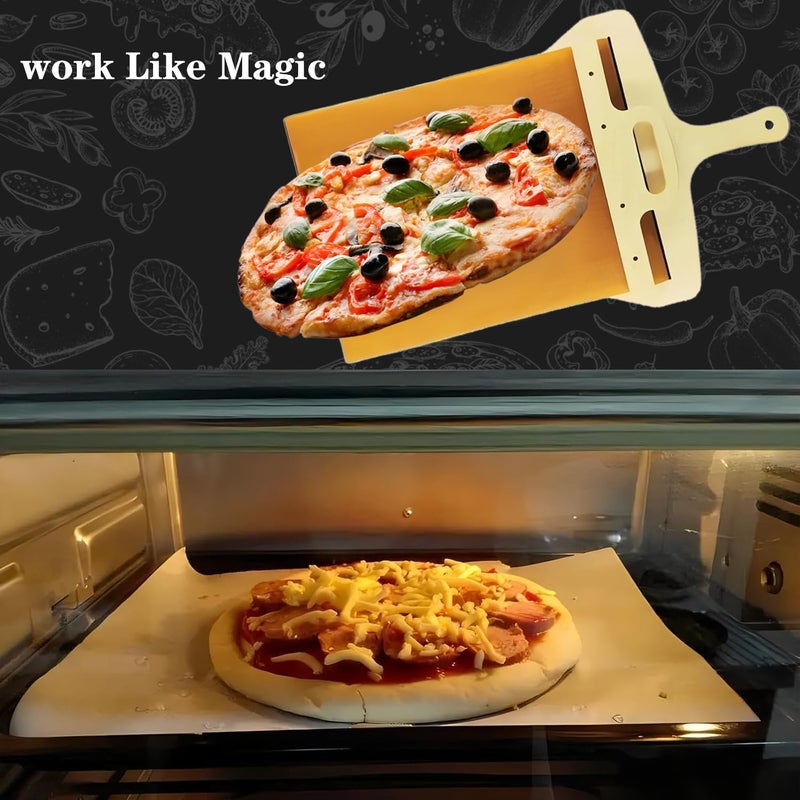HEVIR Sliding Pizza Peel with Handle Pizza Slider Dishwasher Safe Pizza Shovel for Perfect Transfers Pizza Scorrevole Magic Pizza Boards Slide Tools Pizza Paddle for Indoor Outdoor Ovens - Image 3