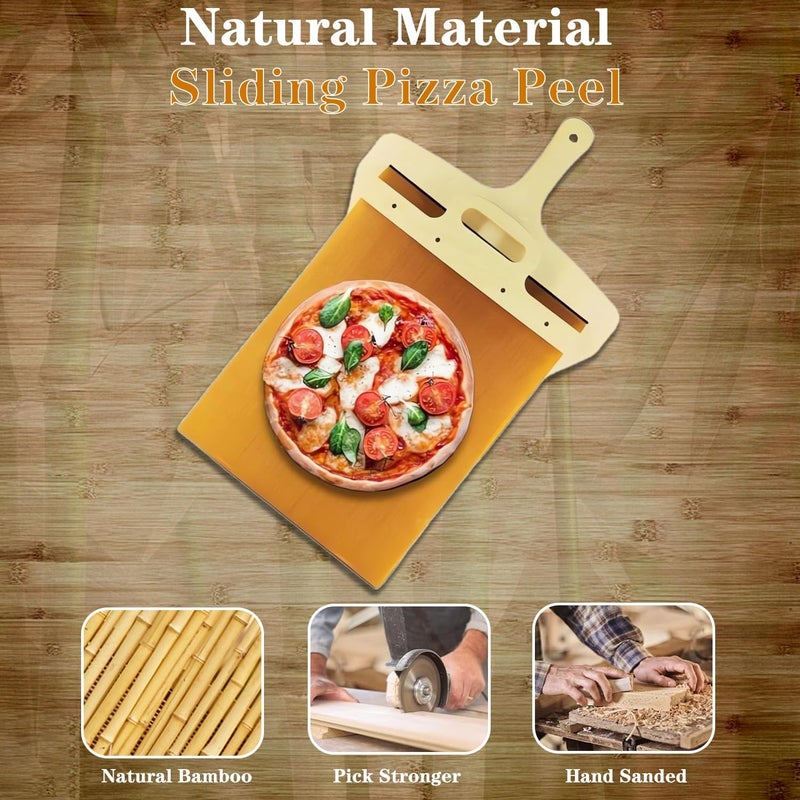 HEVIR Sliding Pizza Peel with Handle Pizza Slider Dishwasher Safe Pizza Shovel for Perfect Transfers Pizza Scorrevole Magic Pizza Boards Slide Tools Pizza Paddle for Indoor Outdoor Ovens - Image 5