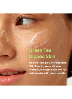 By Wishtrend ] Green Tea & Enzyme Milky Foaming Wash 140G Papain Grain Milk Complex Hydrating Pore Cleansing For Sensitive  - Image 4
