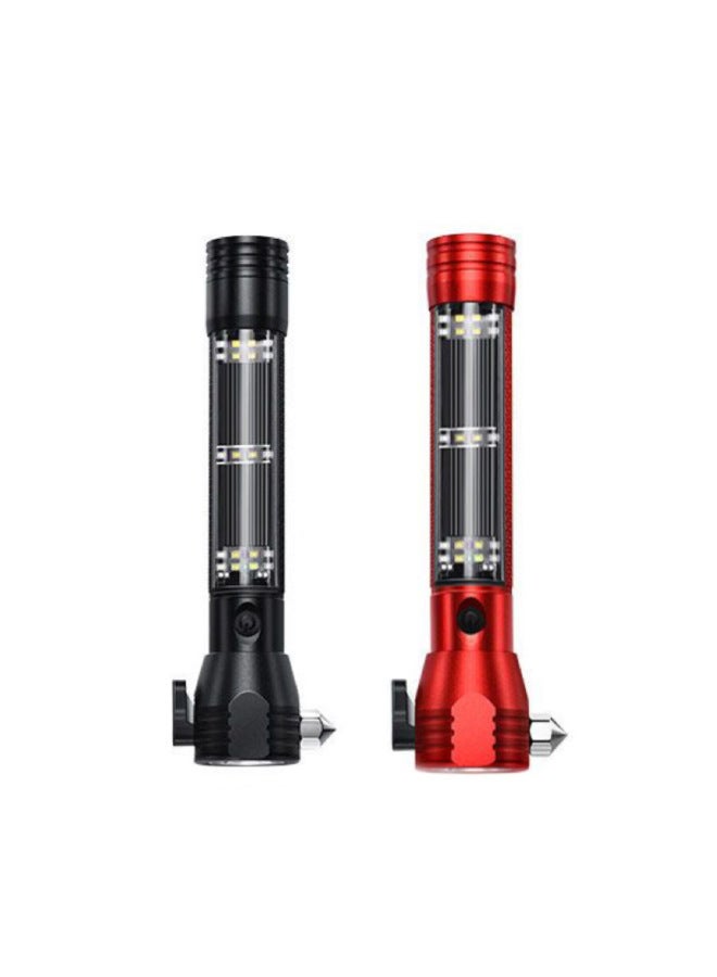 Safety Hammer Ten In One Multi-function Flashlight Car Self-rescue Broken Window Hammer Fire Emergency Outdoor Strong Flashlight-Color:Safety Hammer Aluminum Alloy (red)  - Image 1