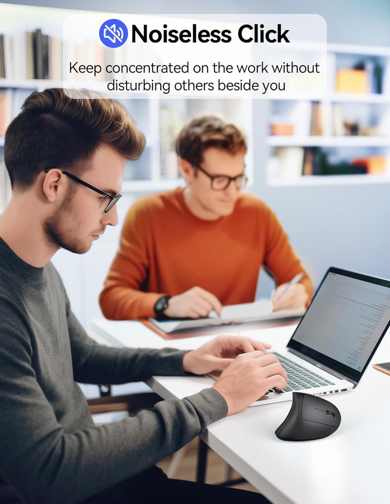TECKNET Ergonomic Mouse, Wireless Rechargeable Vertical Mouse for Carpal Tunnel Right Hand, 4800 DPI 5 Adjustable Levels 2.4GHz with USB-A Receiver, Silent Click, for Laptop, PC, Desktop (Not USB-C) - Image 5