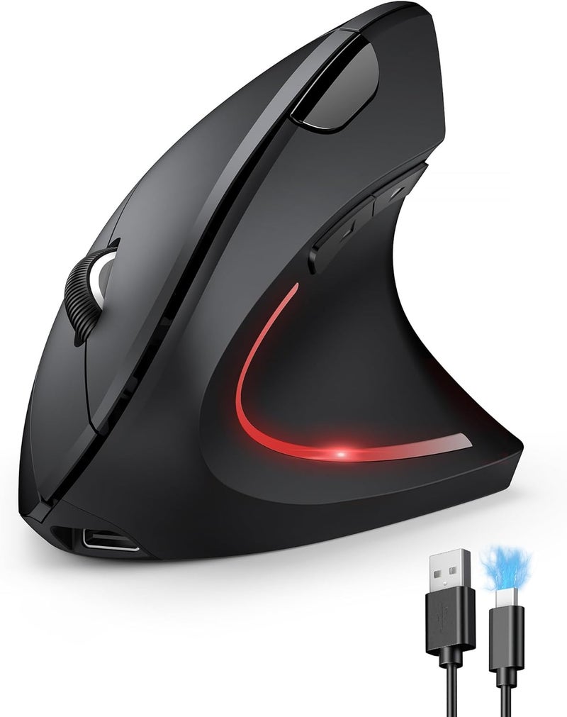 TECKNET Ergonomic Mouse, Wireless Rechargeable Vertical Mouse for Carpal Tunnel Right Hand, 4800 DPI 5 Adjustable Levels 2.4GHz with USB-A Receiver, Silent Click, for Laptop, PC, Desktop (Not USB-C) - Image 1