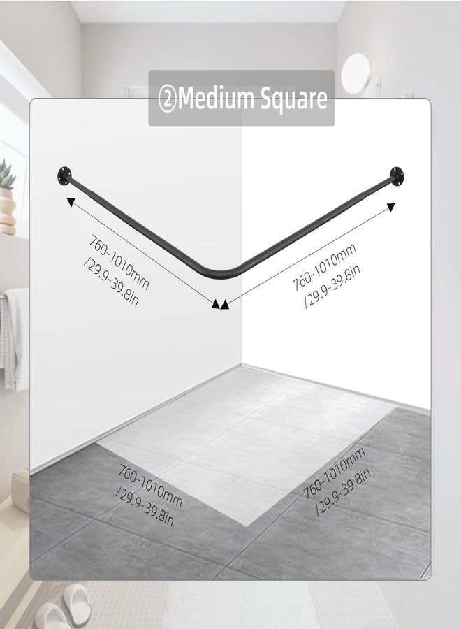 TwinkleTool L Shaped Shower Curtain Rod, (29.9"-39.8"x29.9"-39.8") Adjustable Curved Shower Rod, 90 Degree Corner Shower Rods for Bathroom Bathtub Clothing Store Locker, locker rooms, fitting rooms, Black - Image 4