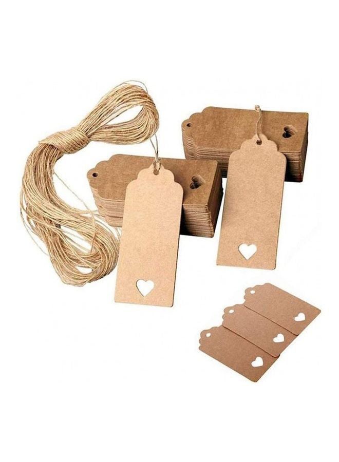 200-Piece Craft Paper Gift Tags With Natural Jute Twine Brown - Image 2