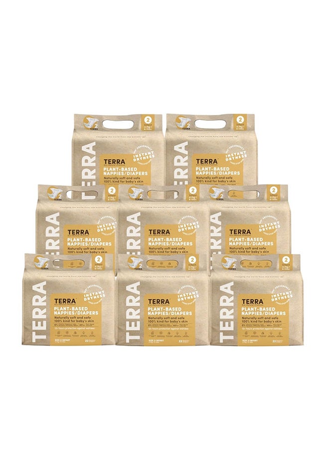 Terra Pack Of 8 Size 2 Infant Diapers Ultra-Soft And Chemical-Free For Sensitive Skin Superior Absorbency 3D Leak Guards Designed For Infant Babies 8-15 Lb / 4-7 Kg, 2-6 Months, 8 X 22 Count, 176 Count  - Image 1
