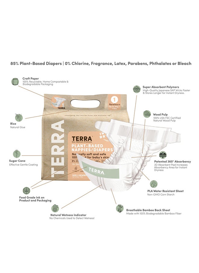 Terra Pack Of 8 Size 2 Infant Diapers Ultra-Soft And Chemical-Free For Sensitive Skin Superior Absorbency 3D Leak Guards Designed For Infant Babies 8-15 Lb / 4-7 Kg, 2-6 Months, 8 X 22 Count, 176 Count  - Image 3