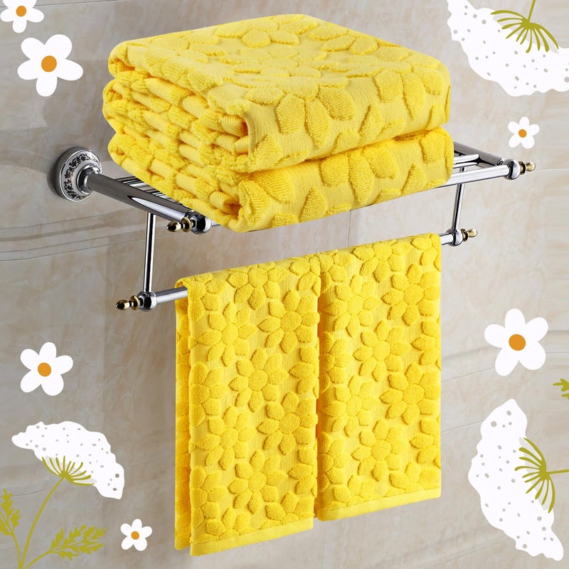 Quera 2 Pack Hand Towels Spring Summer Flower Yellow Sunflower Bathroom Decorative Towels Set for Drying, Cleaning, Cooking, Holiday 13.7'' x 29.5'' - Image 2