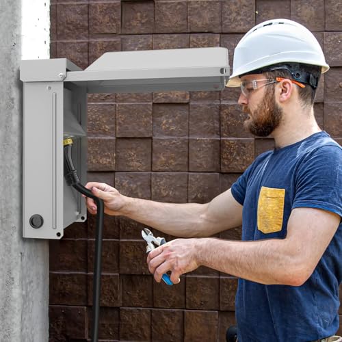 HUBRV 30 Amp Generator Inlet Box No Drilling NEMA 3R Weatherproof Outdoor Receptacle for 4 Prong Generator Cord (NEMA L14-30P), 125/250V,7500W 30Amp, ETL Listed, Transfer Switch Inlet for House - Image 5
