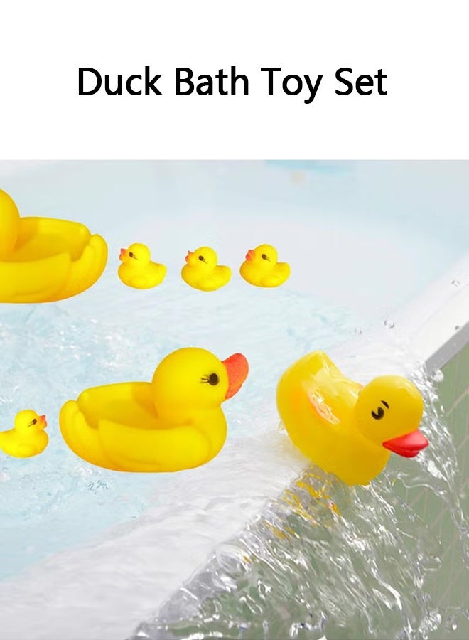 مجموعة ألعاب حمام على شكل بطة من 4 قطع، ألعاب حوض استحمام للأطفال على شكل بطة لطيفة، ألعاب مائية ناعمة عائمة للسباحة، مجموعة ألعاب حمام عائلية على شكل بطة تطفو على الماء - Image 4