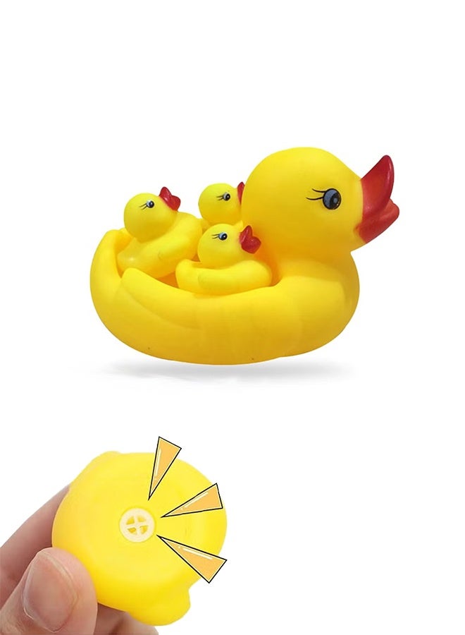 مجموعة ألعاب حمام على شكل بطة من 4 قطع، ألعاب حوض استحمام للأطفال على شكل بطة لطيفة، ألعاب مائية ناعمة عائمة للسباحة، مجموعة ألعاب حمام عائلية على شكل بطة تطفو على الماء - Image 1
