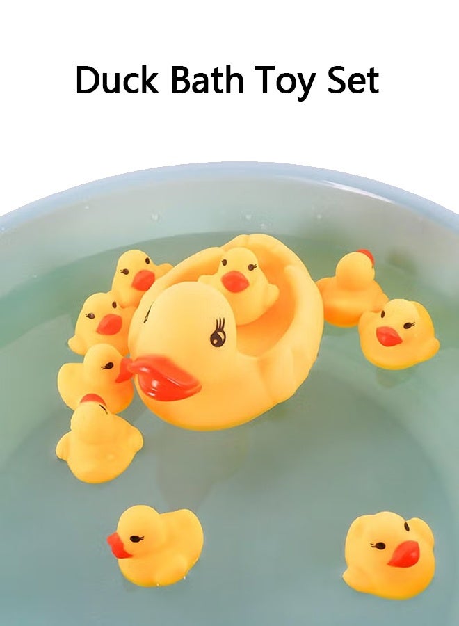 مجموعة ألعاب حمام على شكل بطة من 4 قطع، ألعاب حوض استحمام للأطفال على شكل بطة لطيفة، ألعاب مائية ناعمة عائمة للسباحة، مجموعة ألعاب حمام عائلية على شكل بطة تطفو على الماء - Image 3