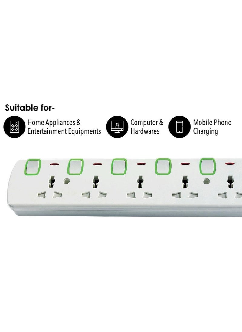 Generic Multi Plug Power Extension Socket, 5-Way Universal Wall Socket, 3M Heavy-Duty Cord, 3-Pin Universal Plug – Surge Protector for Home, Office & Kitchen Electronics  - Image 2