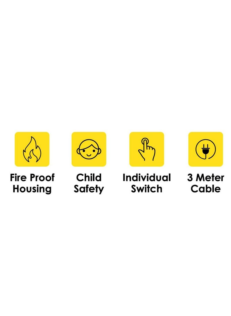Generic Multi Plug Power Extension Socket, 5-Way Universal Wall Socket, 3M Heavy-Duty Cord, 3-Pin Universal Plug – Surge Protector for Home, Office & Kitchen Electronics  - Image 5