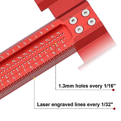 AKNgoes Woodworking Scriber T-Square Ruler 12in with Thoughtful Support Lips, Architect Ruler for Carpenter Work, Layout and Measuring Tools… - Image 3