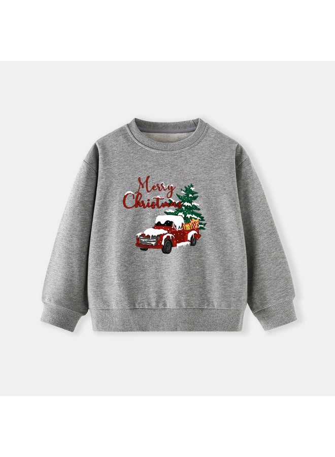 Little Bitty Children's Autumn Style Sweatshirt Knitted New Christmas Round Neck Long Sleeve Car Print Clothing - Image 1