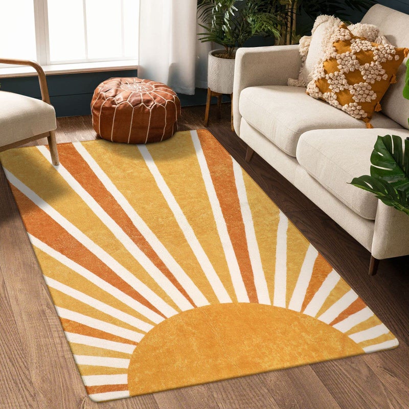 Lahome Lahome Boho Sun Print Area Rug  3x5 Small Washable Rug Modern Abstract NonSlip Accent Distressed Throw Rugs Floor Carpet for Bedrooms Living Laundry Room entryway Rug 3x5 Rainbow Sun