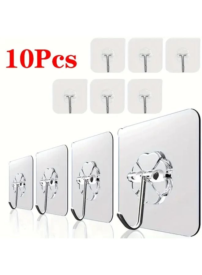 10pcs Clear Suction Cup Hooks Strong Adhesive Wall Hooks for Kitchen Bathroom Storage - Image 3