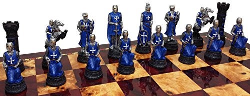 HPL Medieval Times Crusades Set of Chess Men Pieces NO Board Blue and White Maltese - Image 5